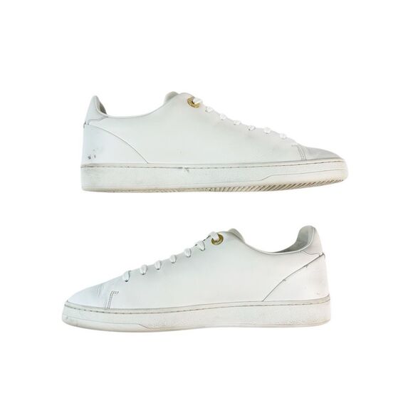 LOUIS VUITTON Frontrow Floral Sneakers Size 39 US 8.5 Lace Up Logo Low Top White - Picture 3 of 13